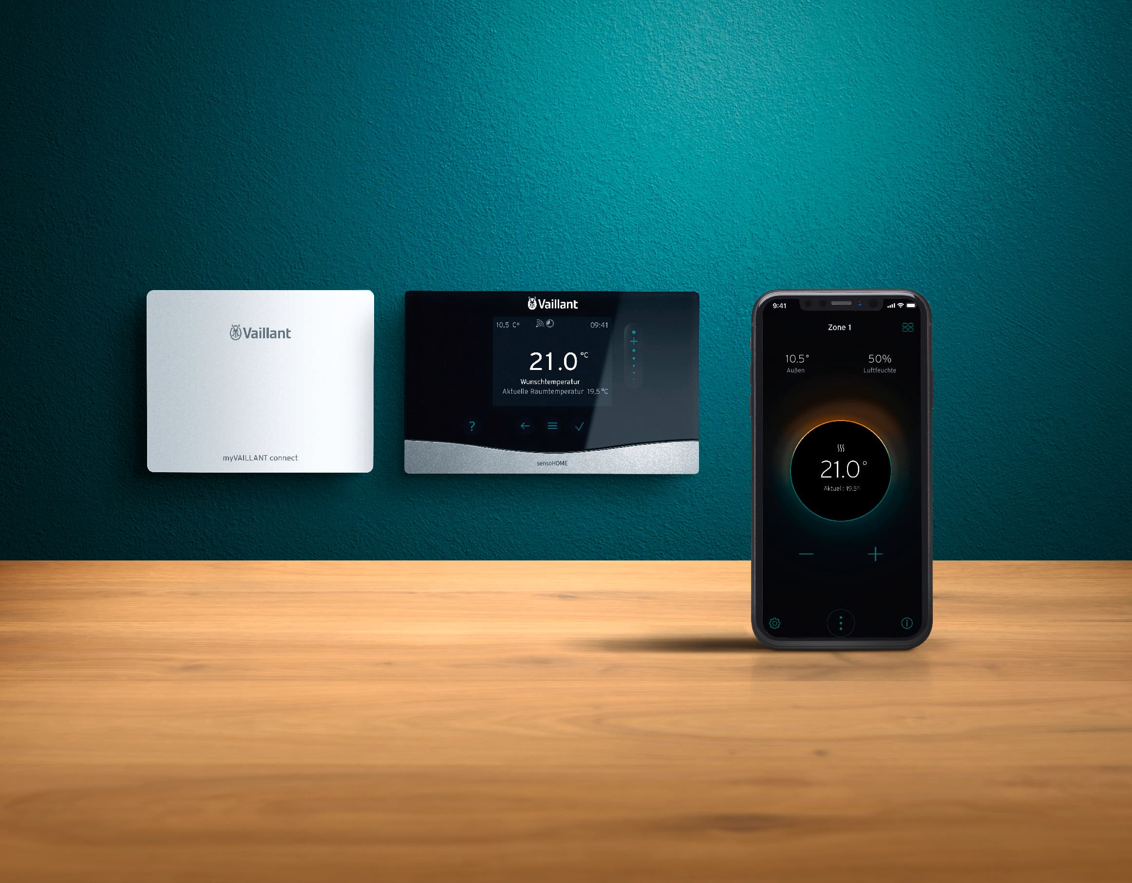Passerelle internet myVaillant connect, avec le régulateur sensoHOME et l'application mobile myVaillant