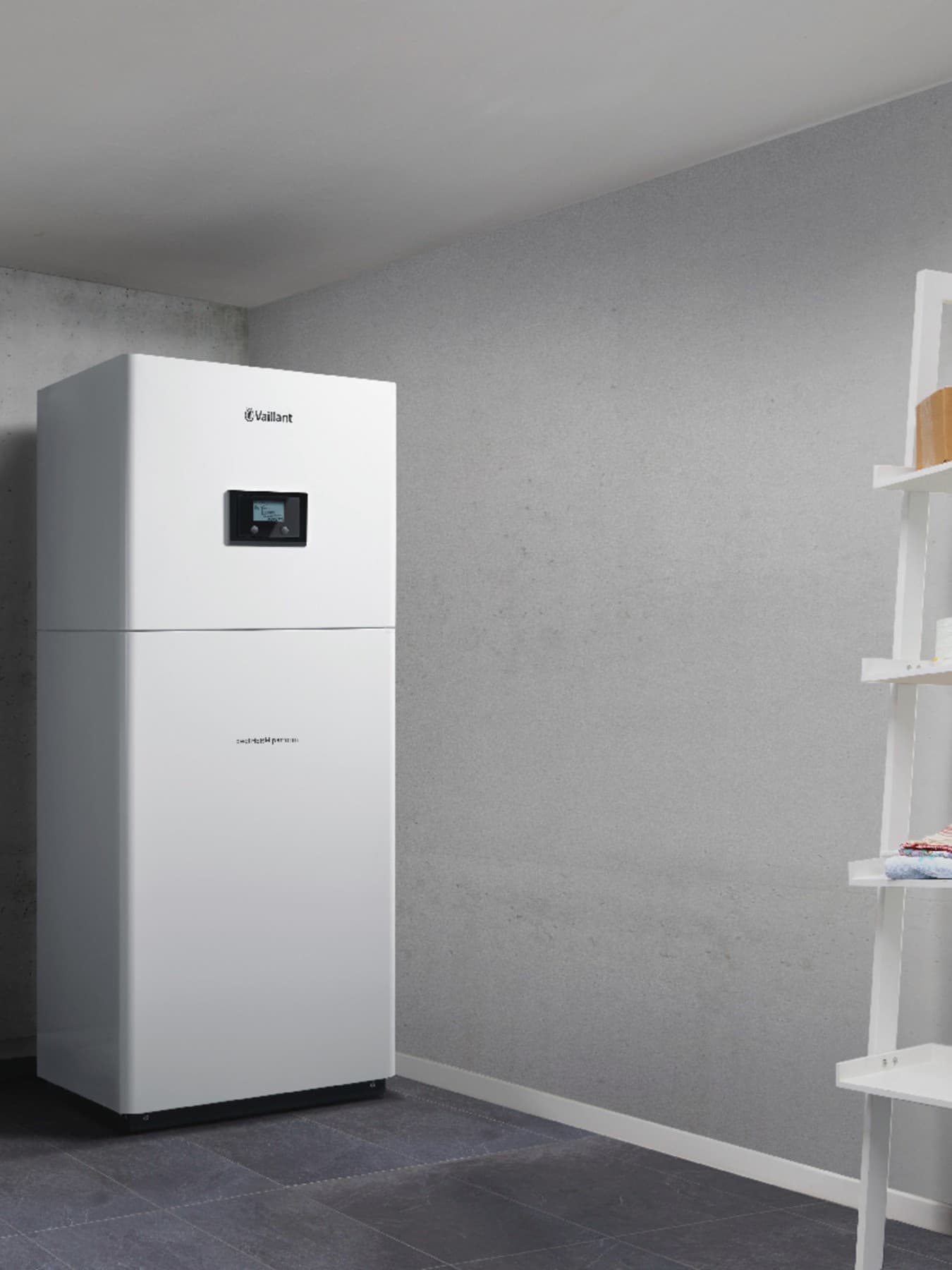 Pompe à chaleur géothermique geoTHERM dans un sous-sol | Vaillant