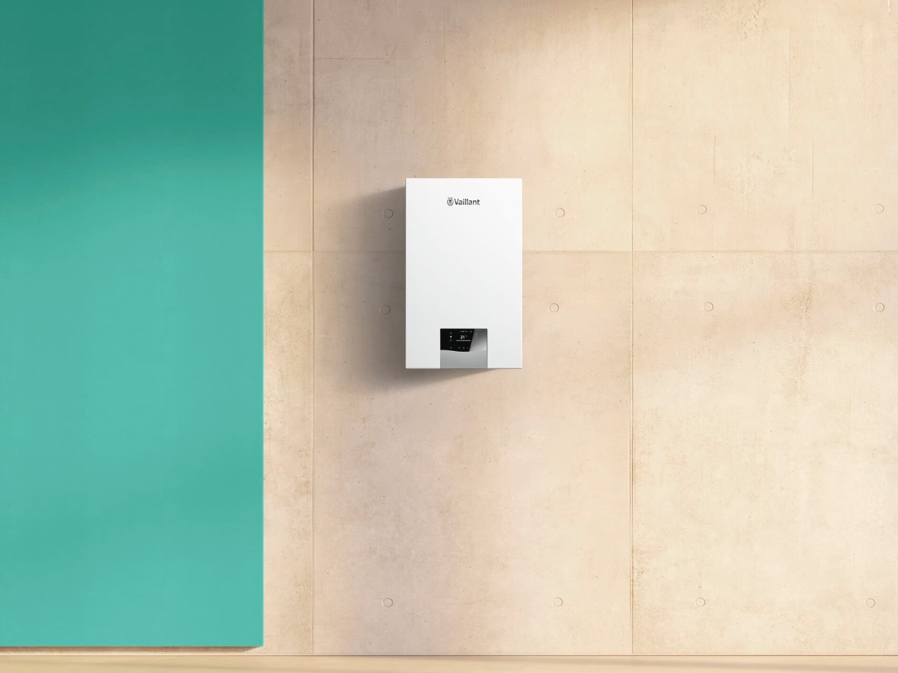 Une chaudière murale installée dans un showroom | Vaillant
