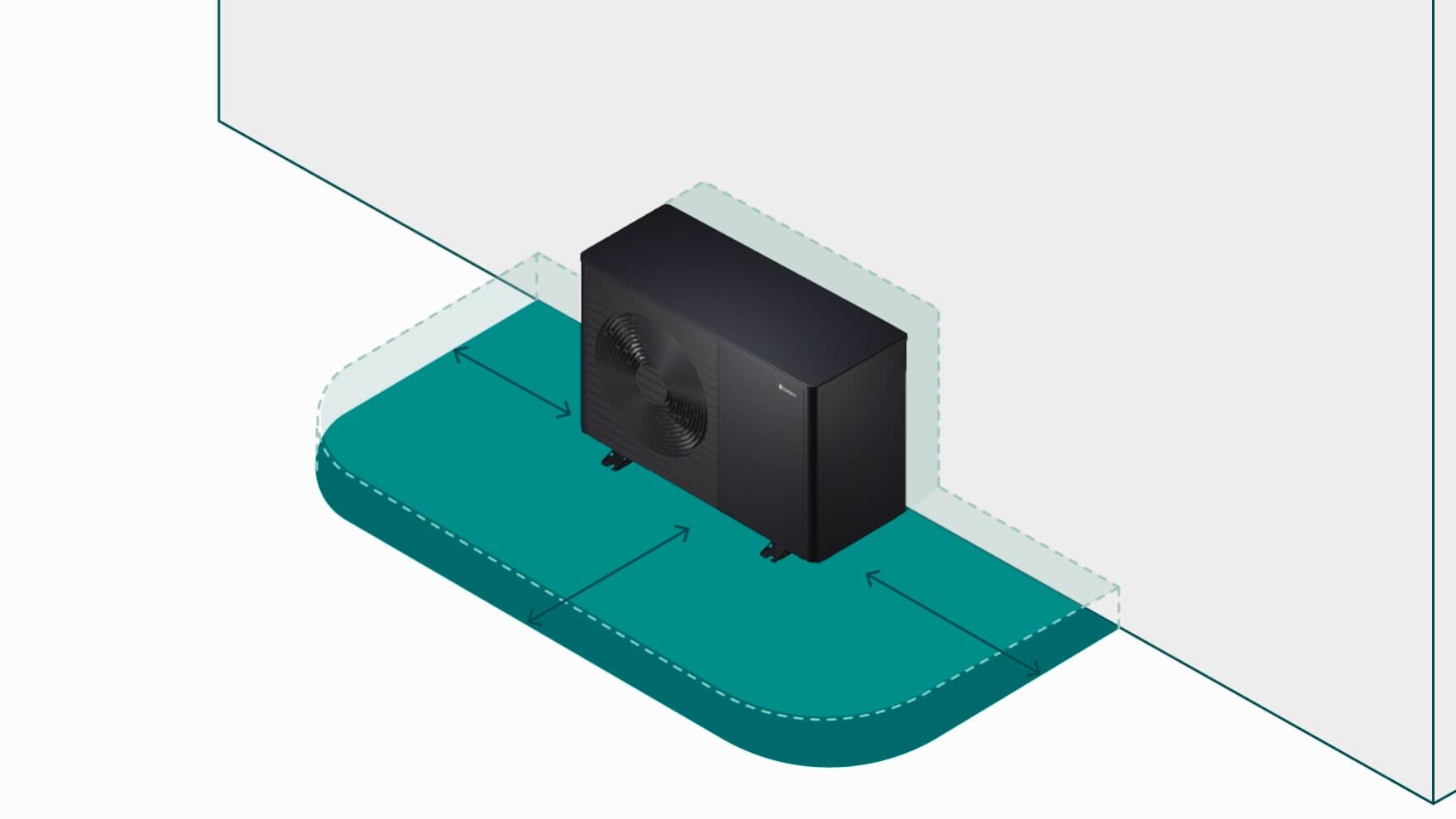 Zone de protection de la pompe à chaleur sans fonction d'espace flexible | Vaillant