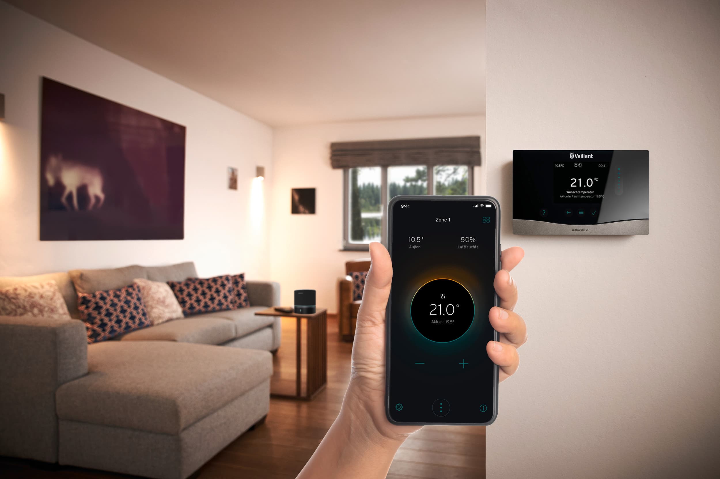 Un portable avec l'application myVaillant ouvert | Vaillant